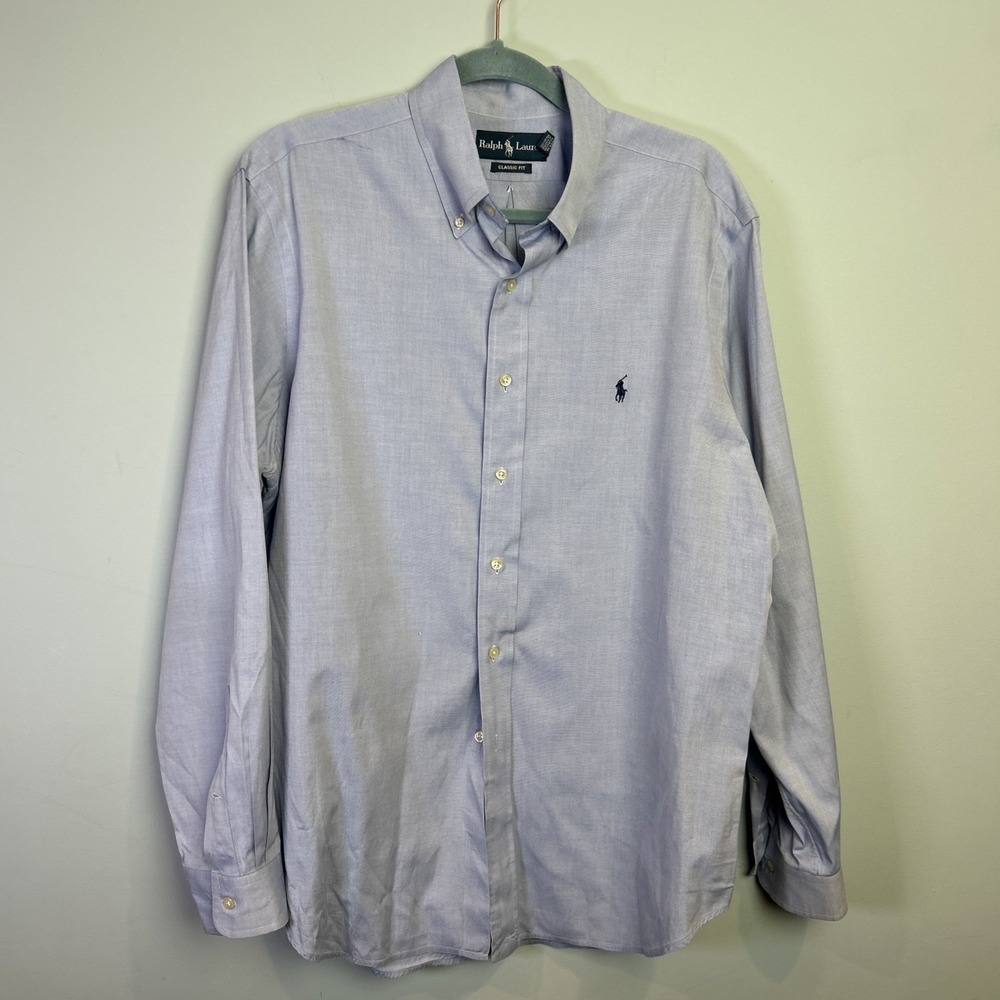 Ralph Lauren Classic Fit Shirt Mens Sz 16.5 34/35 Blue  Cotton‎ Button Down